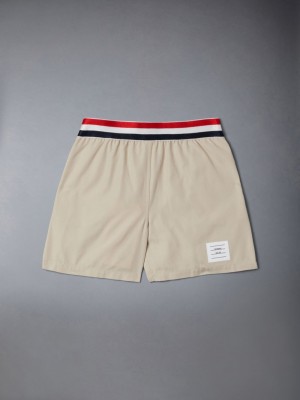 Boys's Thom Browne Typewriter Rugby Shorts Brown | GCF81J56395