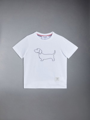Girls's Thom Browne Cotton Hector T Shirts White | QCW54A48496