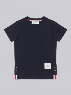 Girls's Thom Browne Cotton Jersey Short Sleeve T Shirts Navy | XRX81O24699