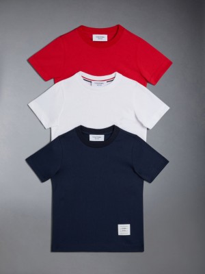 Girls's Thom Browne JERSEY STRIPED T Shirts Blue | FEY69N11204