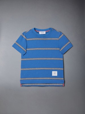 Girls's Thom Browne Mid Weight Jersey Striped T Shirts Blue | MLQ98J01605