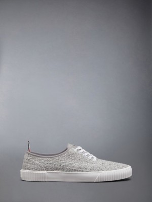 Men Thom Browne Cotton Tweed Heritage Sneakers Grey | UCD96Y76930