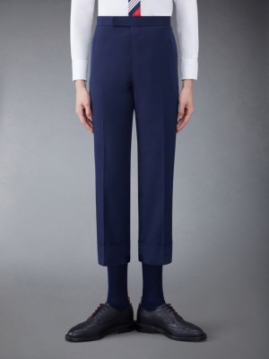 Men Thom Browne Typewriter Cloth Classic Backstrap Pants Blue | EBW76B04872