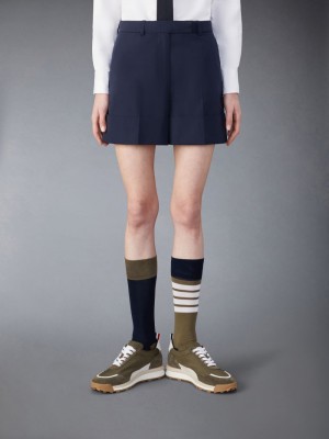 Women Thom Browne Typewriter Sack Shorts Blue | HJK72J07929