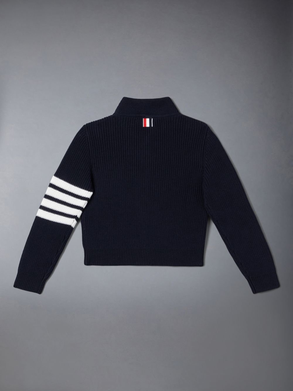 Boys's Thom Browne Cotton 4-Bar Zip up Cardigan Blue | SOL39D53584