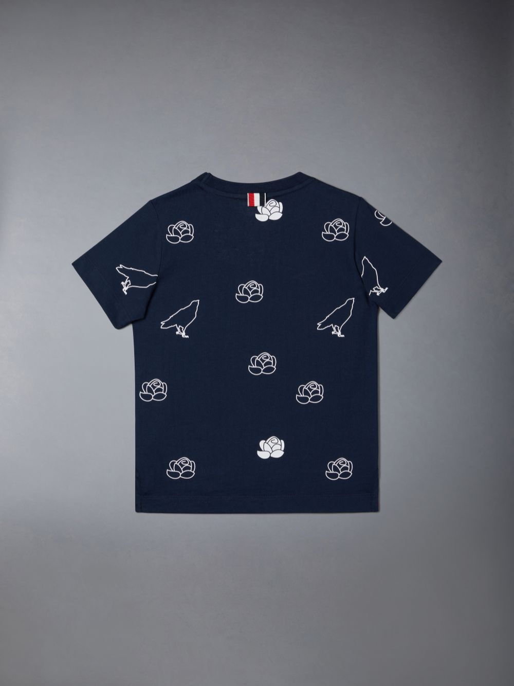 Girls's Thom Browne Light Medium Jersey Rose and Raven T Shirts Blue | LVG21H39397