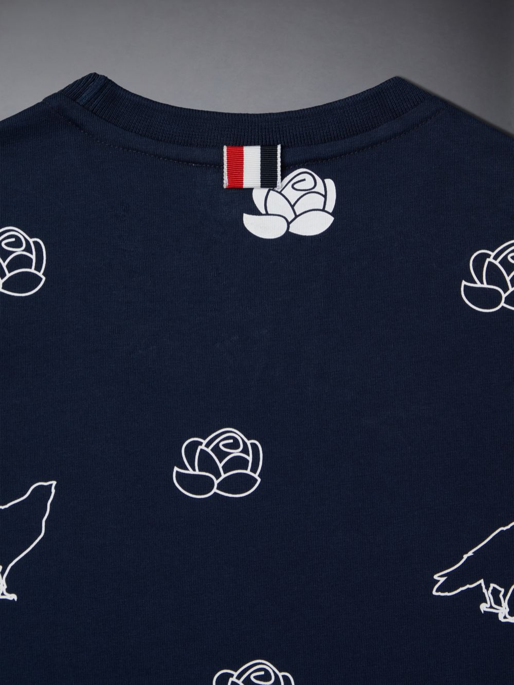 Girls's Thom Browne Light Medium Jersey Rose and Raven T Shirts Blue | LVG21H39397