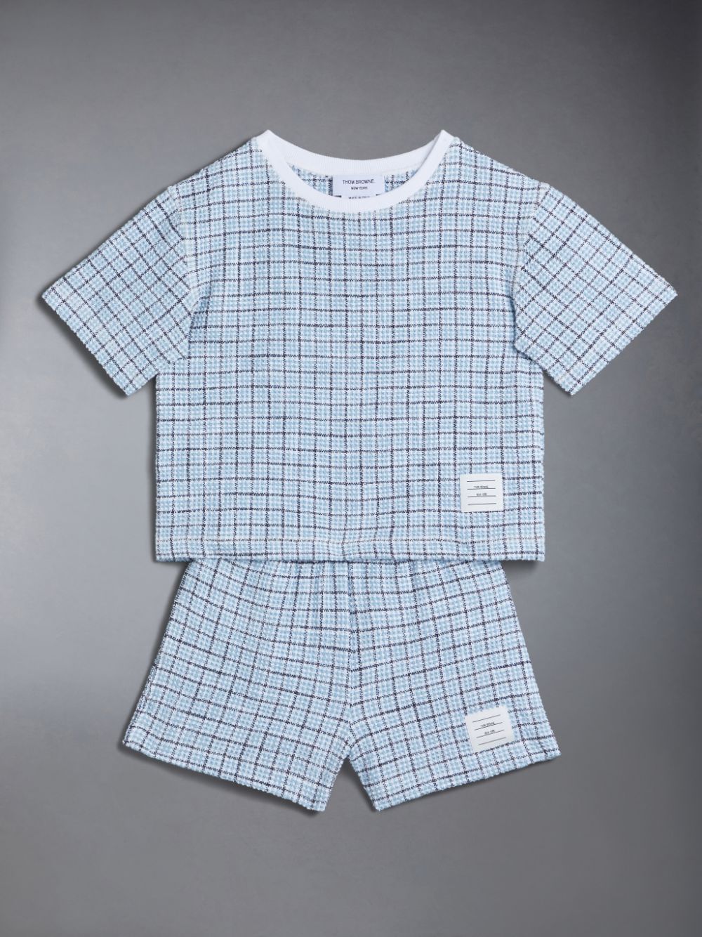 Girls's Thom Browne Tweed Jersey Boxy T Shirts Blue | CWS75C95788