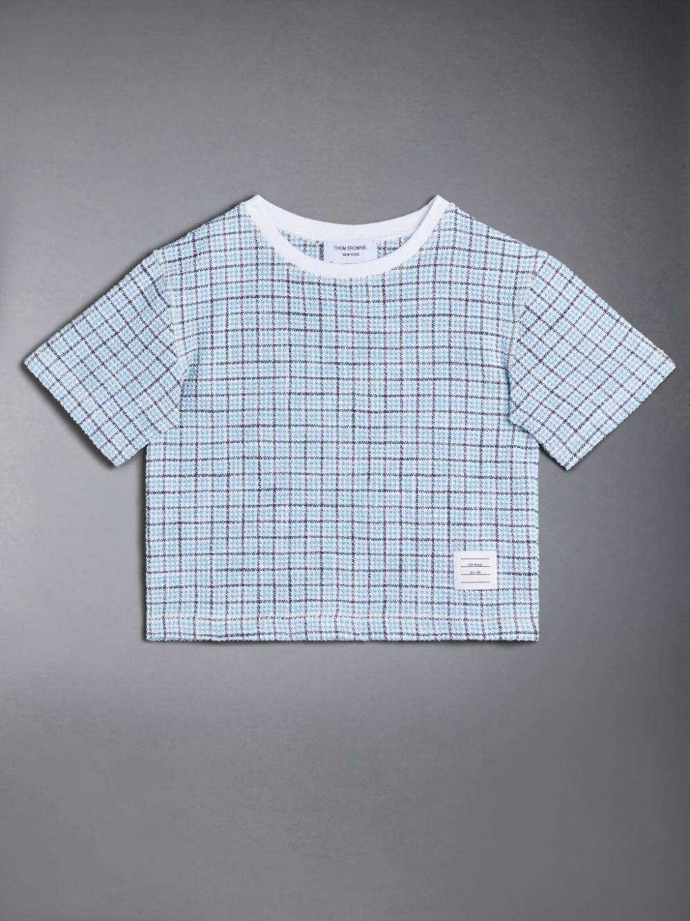 Girls\'s Thom Browne Tweed Jersey Boxy T Shirts Blue | CWS75C95788