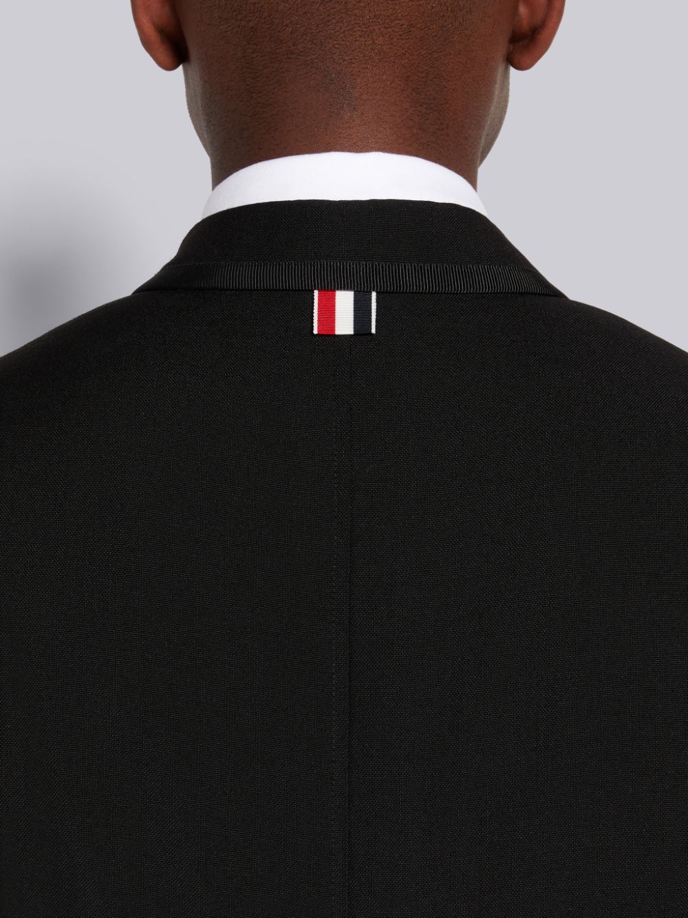 Men Thom Browne 3-Ply Wool Mohair Tipping Shrunken Patch Pocket Coats Black | QBD15P05575