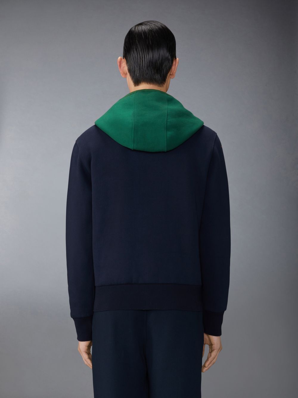 Men Thom Browne Brushed Color Blocked Hoodie Pullover Blue | BTP47E75876