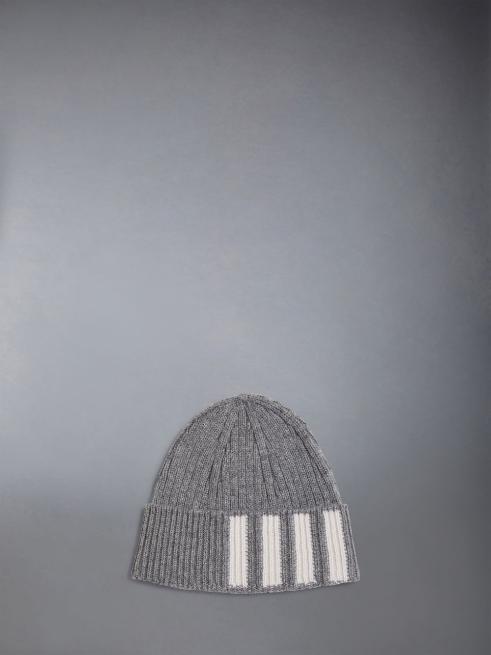 Men Thom Browne CASHMERE RIB 4-BAR Beanie Grey | QOD11A10841