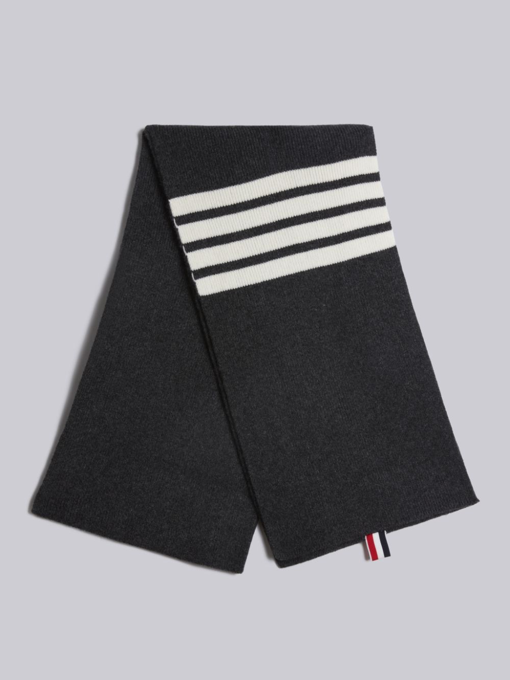 Men Thom Browne CASHMERE RIB 4-BAR Scarf Grey | FWG42S68188