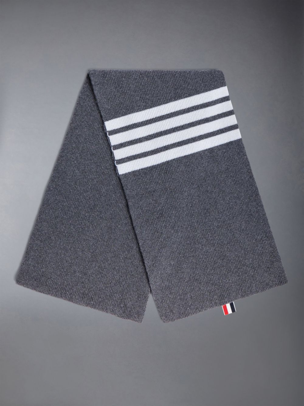 Men Thom Browne CASHMERE RIB 4-BAR Scarf Grey | ZAP40Q72031