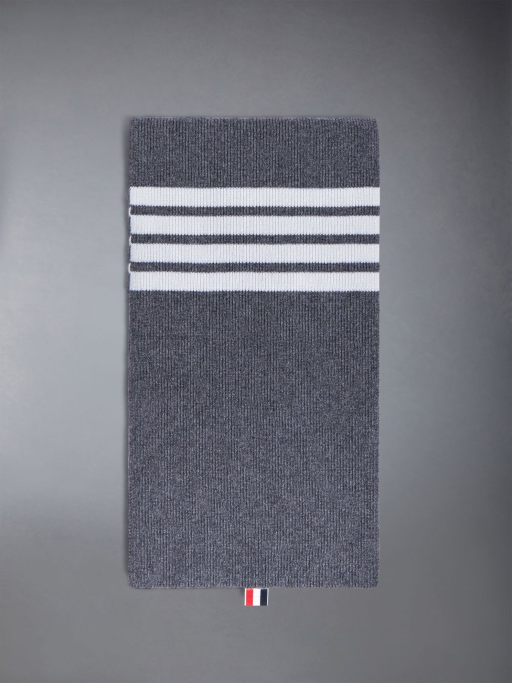Men Thom Browne CASHMERE RIB 4-BAR Scarf Grey | ZAP40Q72031