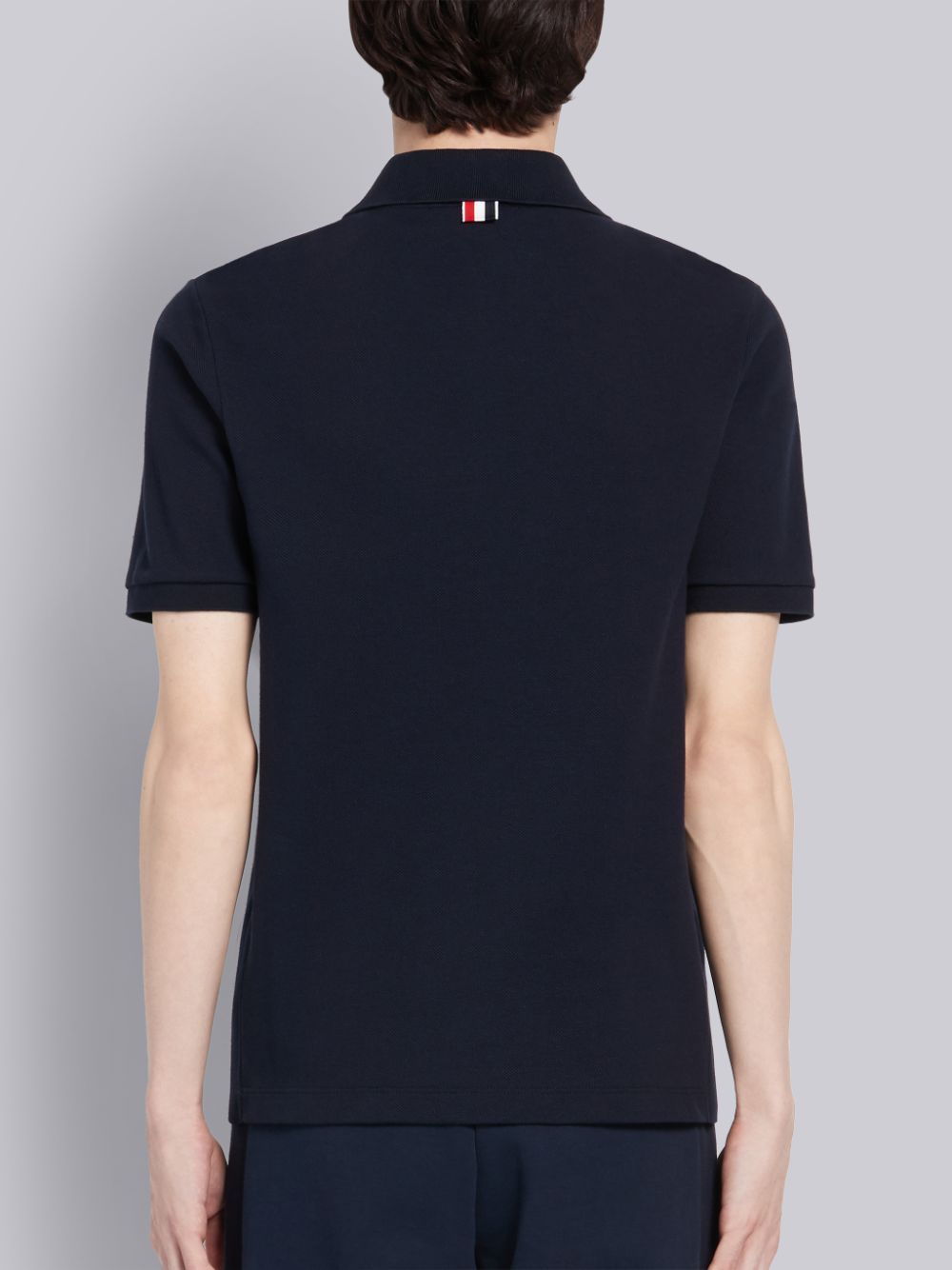 Men Thom Browne Classic Cotton Pique Side Insert 4-Bar Polo Shirt Navy | OPO29C13565