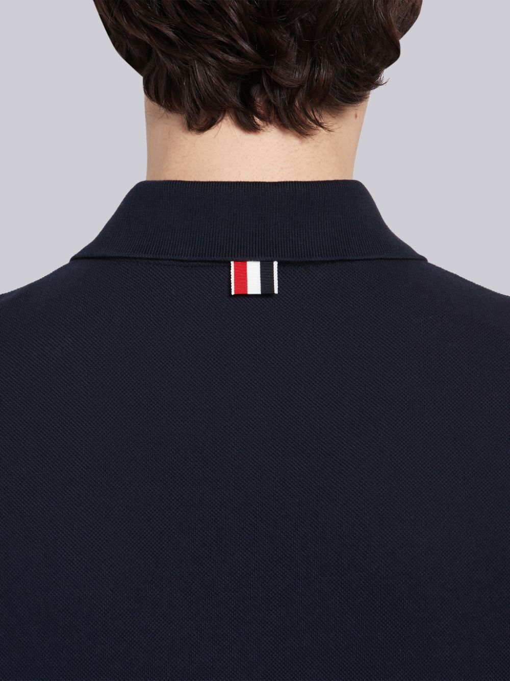 Men Thom Browne Classic Cotton Pique Side Insert 4-Bar Polo Shirt Navy | OPO29C13565
