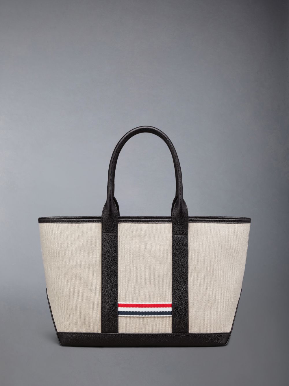 Men Thom Browne Cotton Canvas Leather Small Tool Tote Bags Beige | KTX44W93487