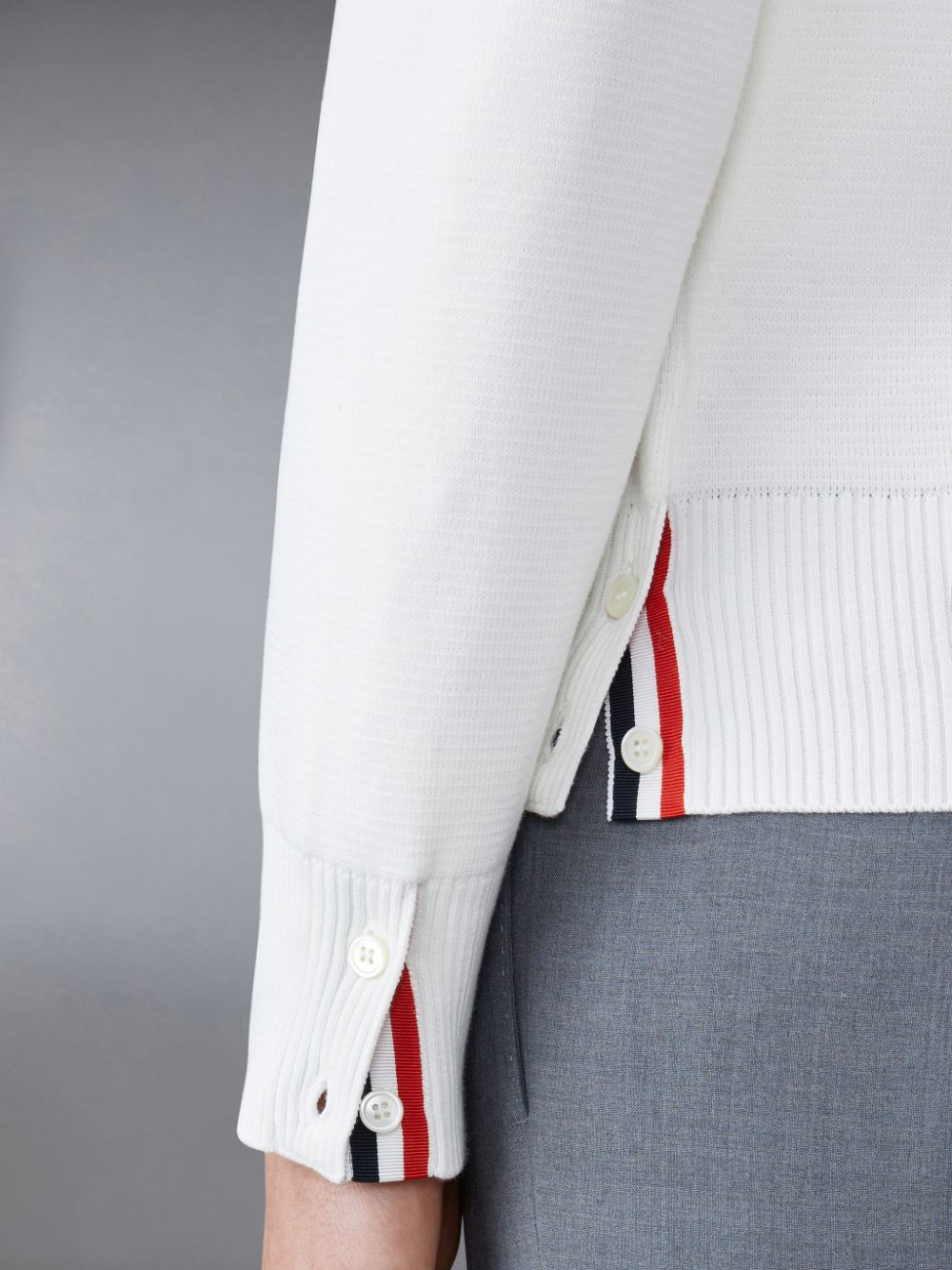 Men Thom Browne Cotton Crepe V-Neck Cardigan White | RIV18L17971