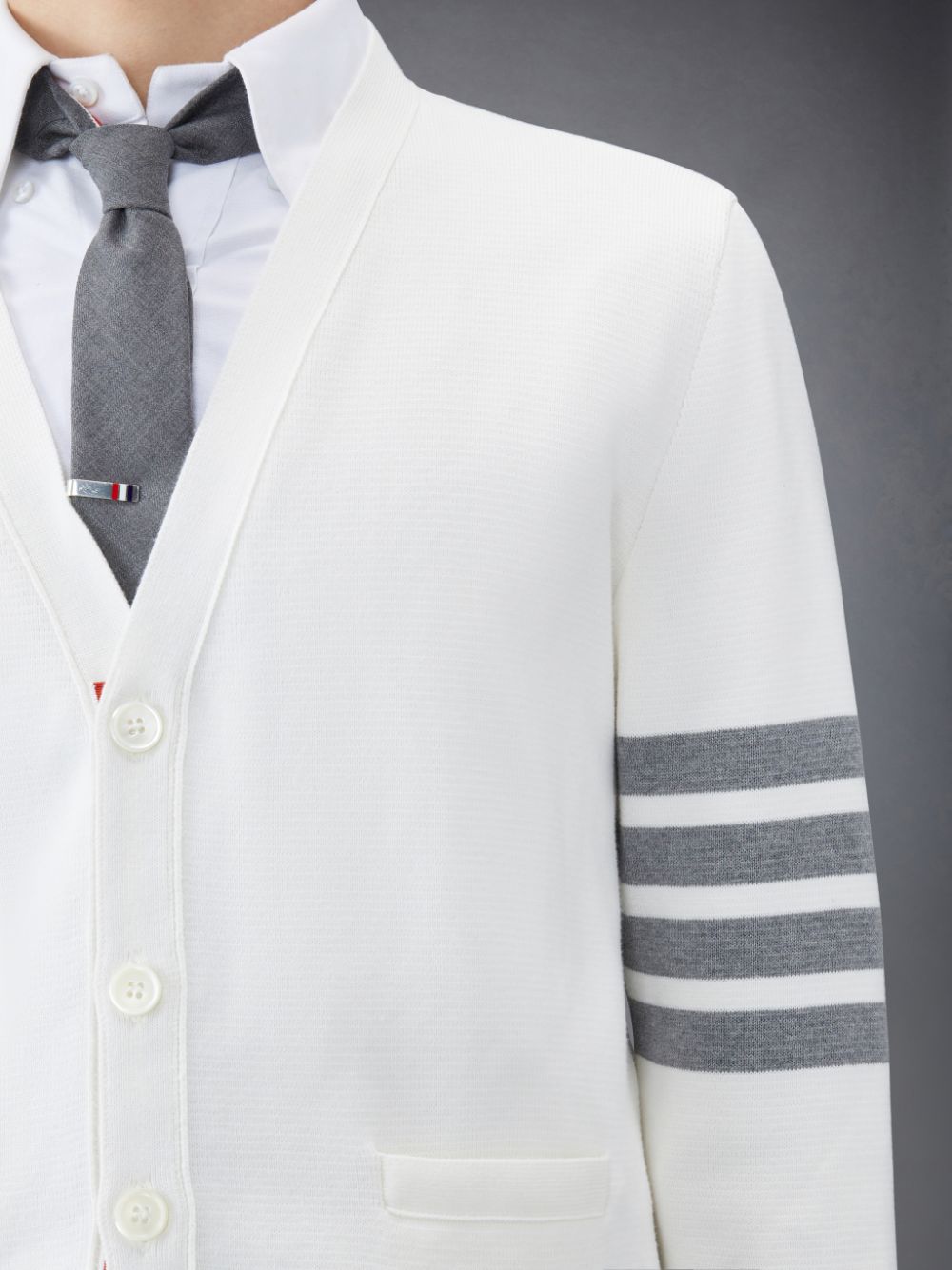 Men Thom Browne Cotton Crepe V-Neck Cardigan White | RIV18L17971
