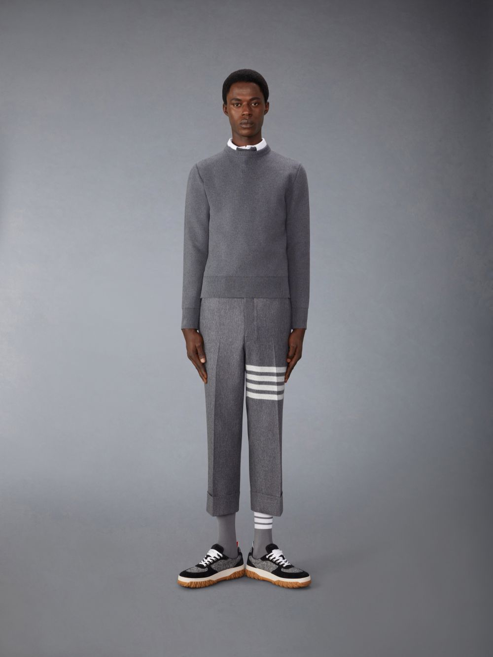 Men Thom Browne Cotton Milano Stitch Pullover Grey | NCJ51G47952