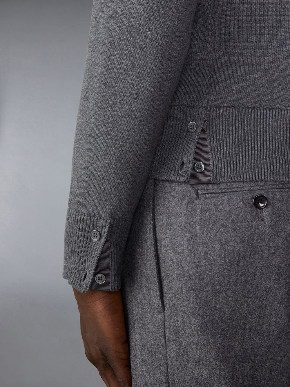 Men Thom Browne Cotton Milano Stitch Pullover Grey | NCJ51G47952
