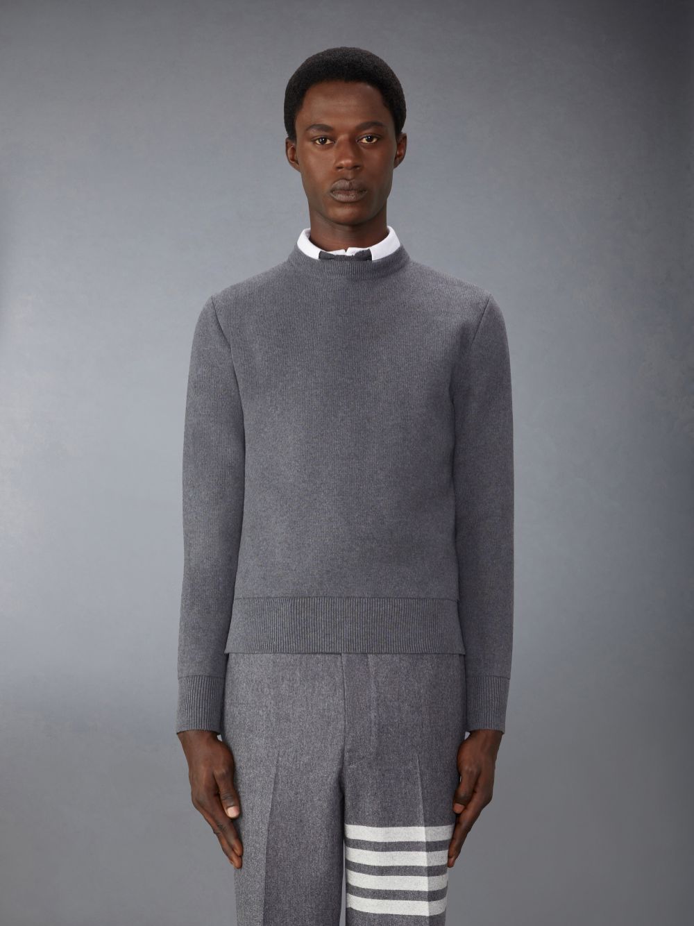 Men Thom Browne Cotton Milano Stitch Pullover Grey | NCJ51G47952