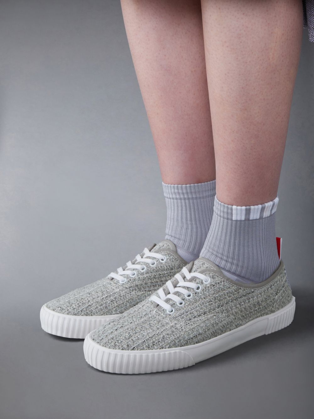 Men Thom Browne Cotton Tweed Heritage Sneakers Grey | UCD96Y76930