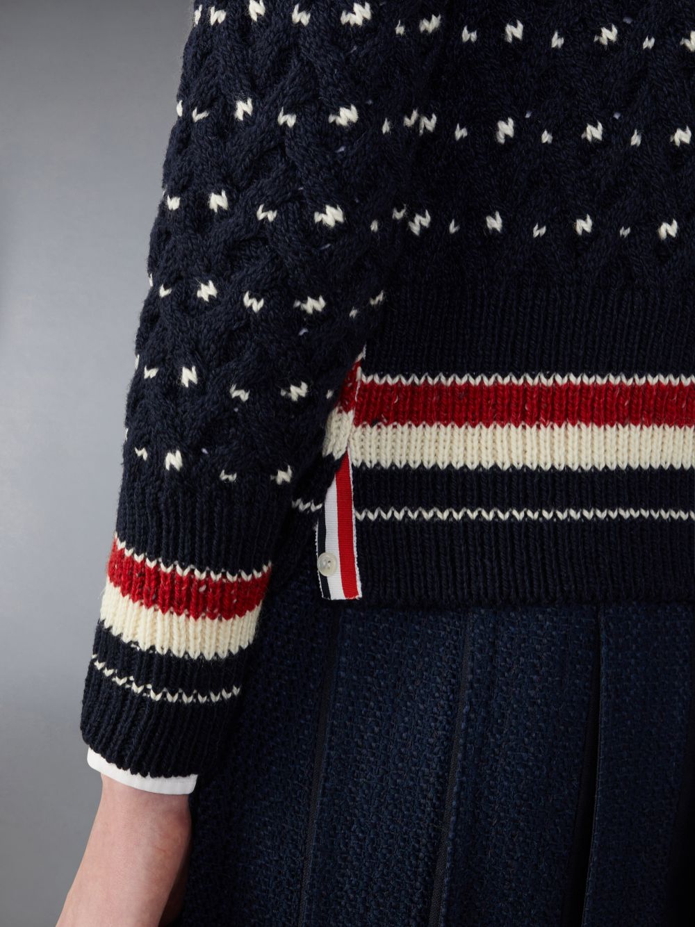 Men Thom Browne Donegal Cable Classic Cardigan Blue | MVU76J10137