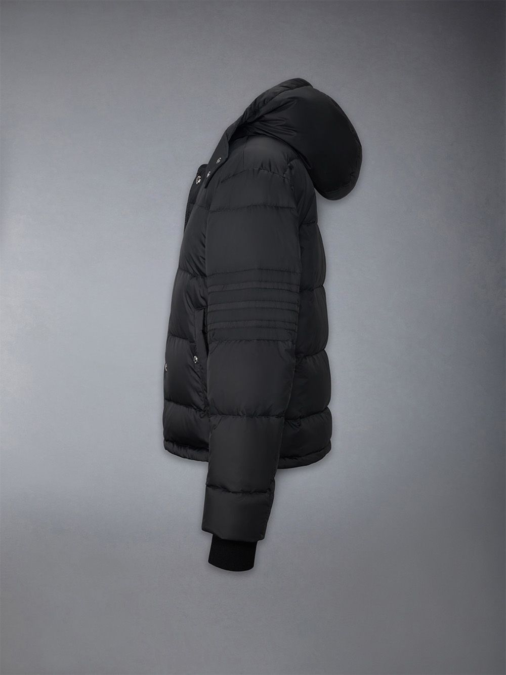 Men Thom Browne Downfilled 4-bar Hooded Bomber Jackets Black | KPU93J16174