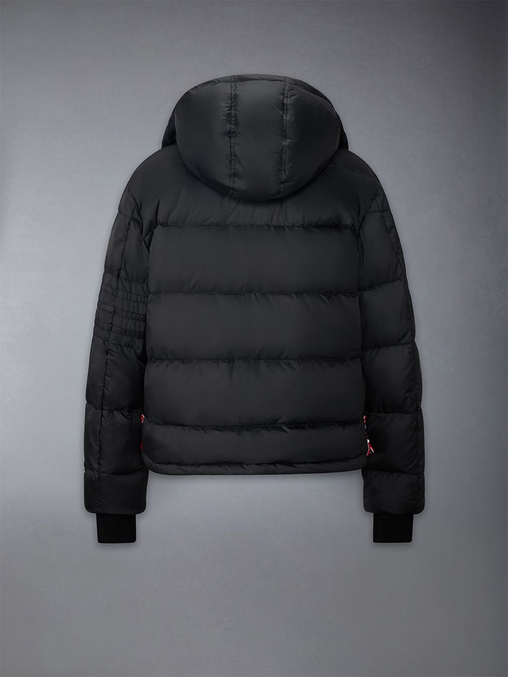 Men Thom Browne Downfilled 4-bar Hooded Bomber Jackets Black | KPU93J16174
