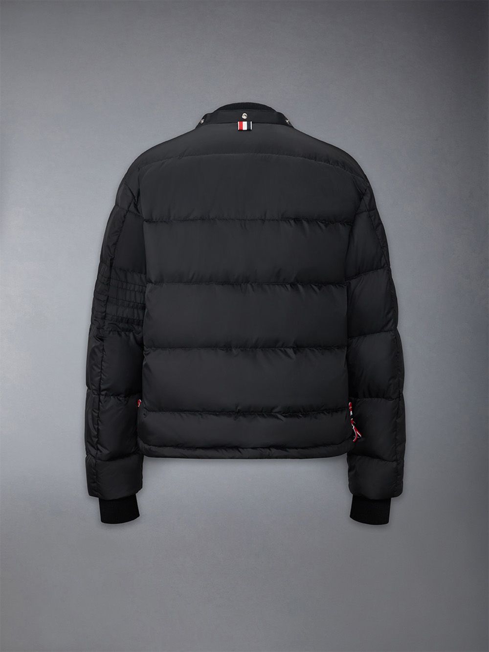Men Thom Browne Downfilled 4-bar Hooded Bomber Jackets Black | KPU93J16174