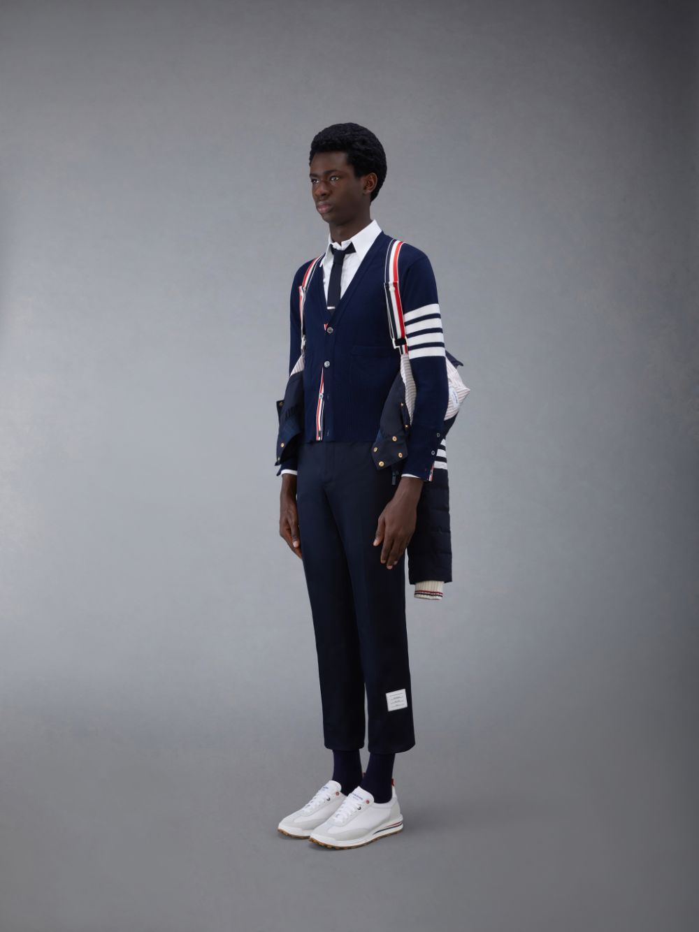 Men Thom Browne Downfilled Twill 4-Bar Ski Jackets Blue | VTD85K84229