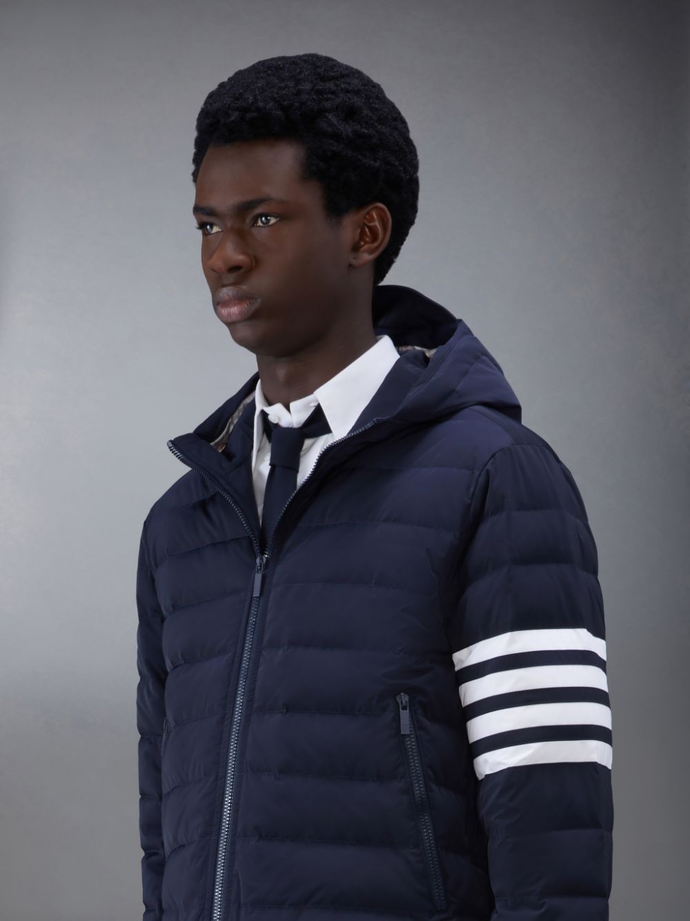 Men Thom Browne Downfilled Twill 4-Bar Ski Jackets Blue | VTD85K84229