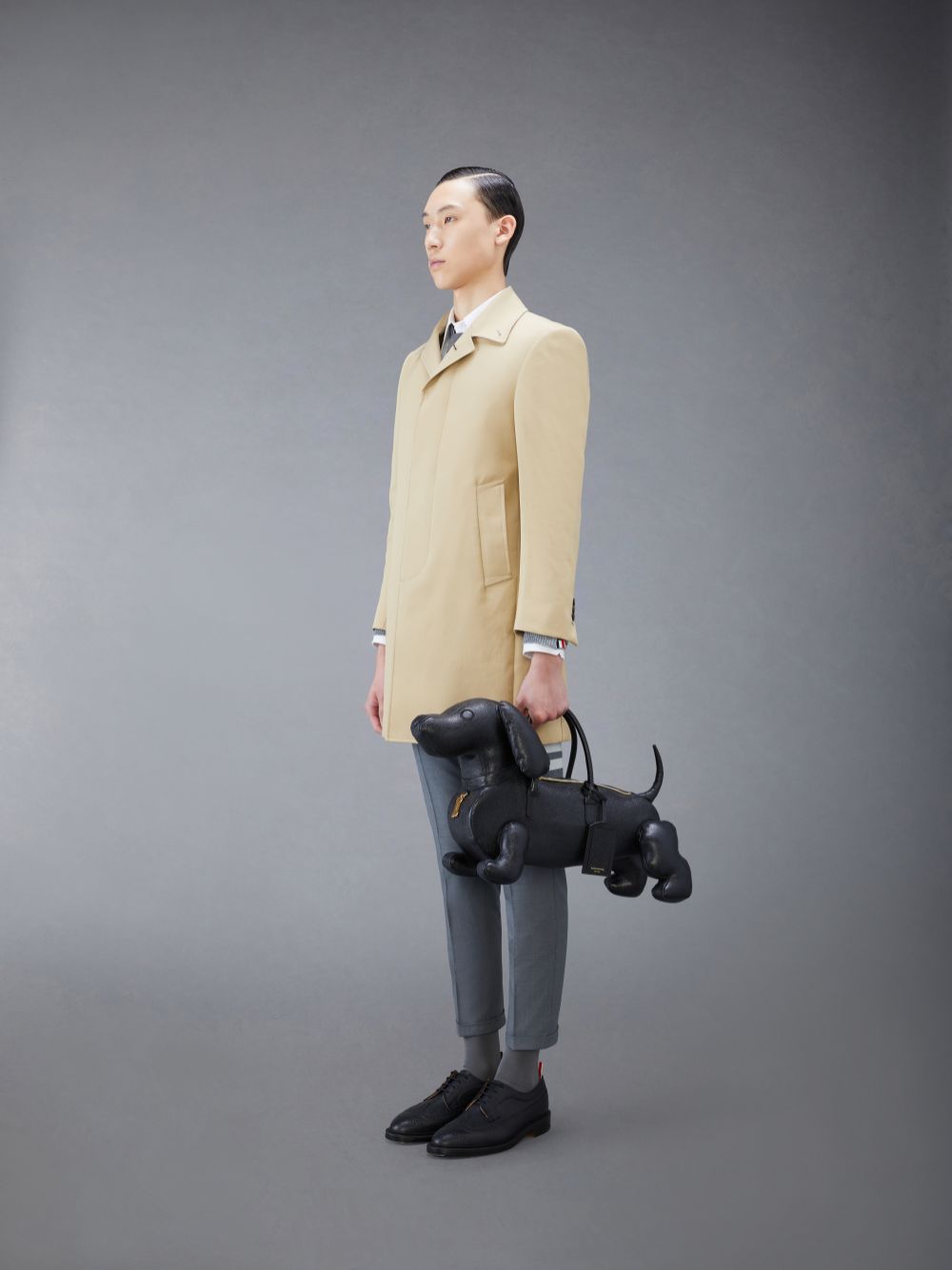 Men Thom Browne Hector in Pebble Grain Tote Bags Black | CWL15W68421