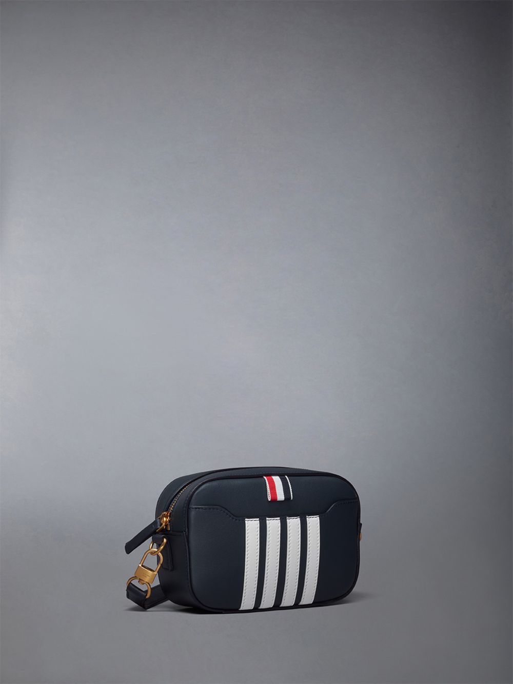 Men Thom Browne Horizontal Camera W/ 4 Bar Stripes in Smooth Calf Tool Bags Blue | CXW63I31588