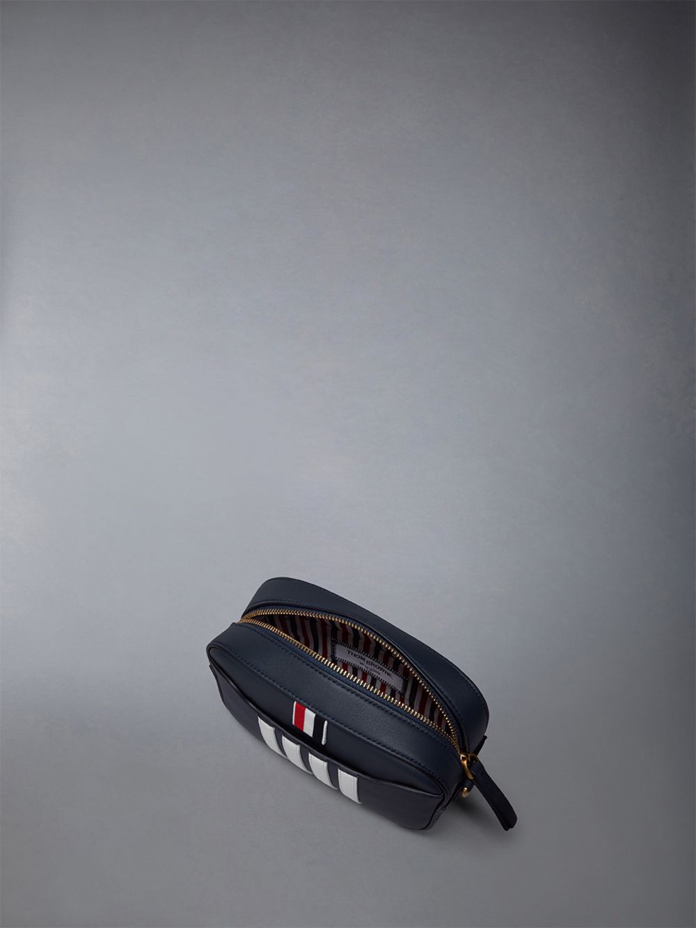 Men Thom Browne Horizontal Camera W/ 4 Bar Stripes in Smooth Calf Tool Bags Blue | CXW63I31588