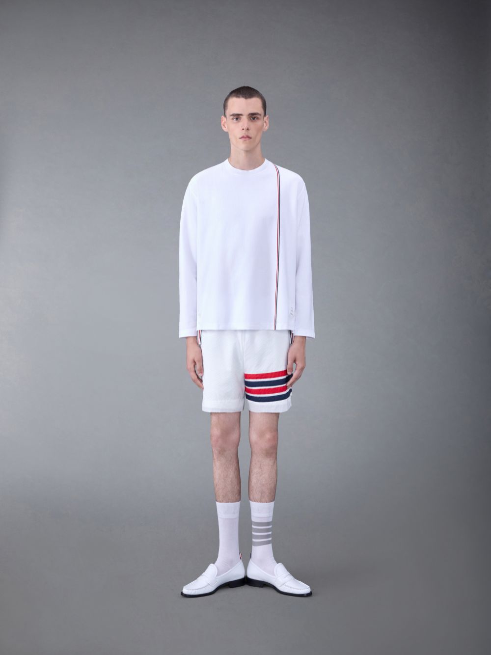 Men Thom Browne Jersey Oversized T Shirts White | NTV46Q97557