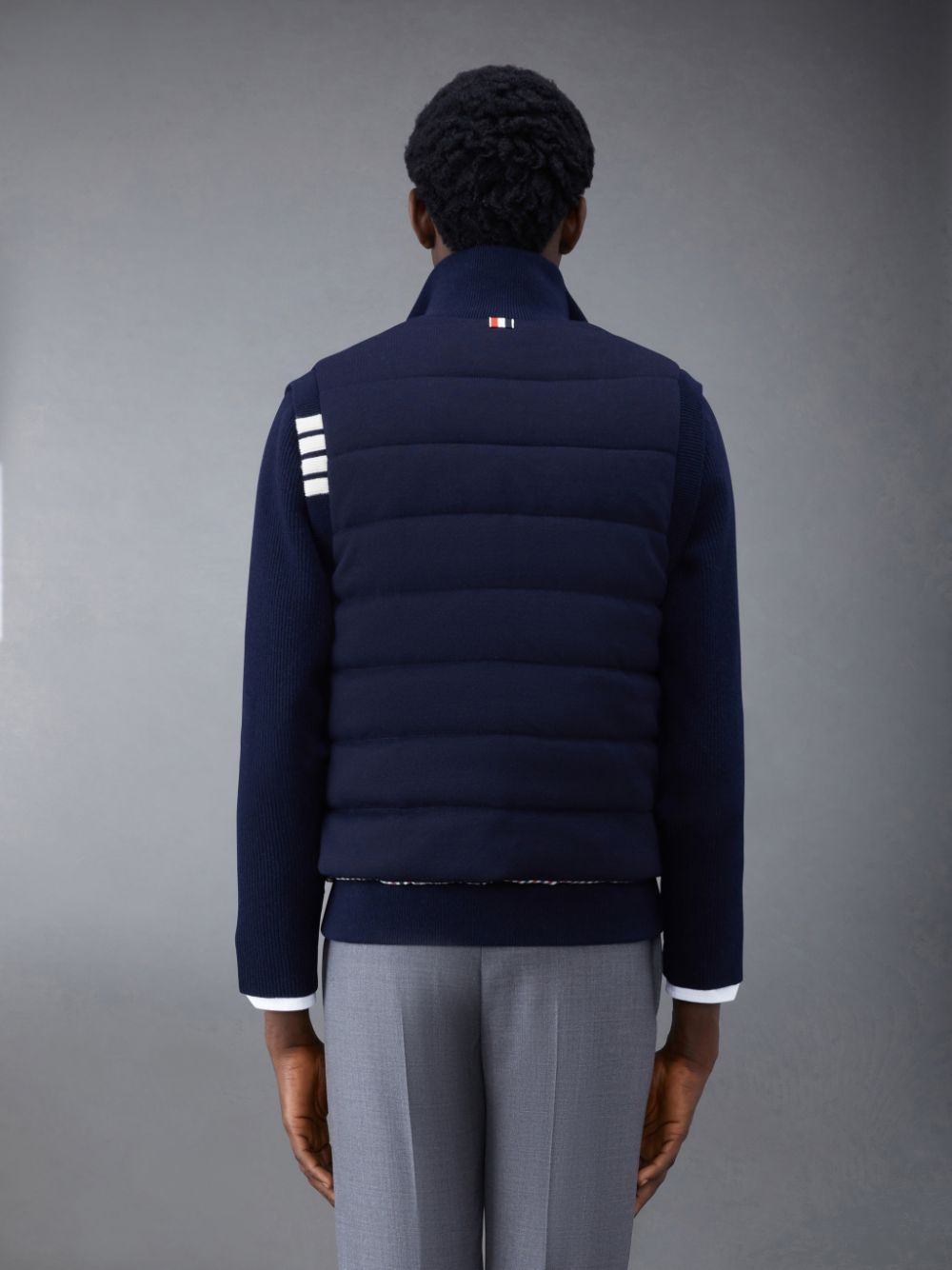 Men Thom Browne MERINO AND JERSEY PADDED REVERSIBLE 4-BAR FUNNEL NECK Jackets Blue | LBL79D02767