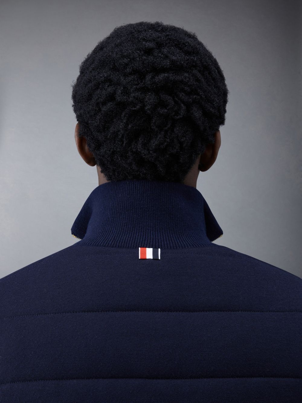 Men Thom Browne MERINO AND JERSEY PADDED REVERSIBLE 4-BAR FUNNEL NECK Jackets Blue | LBL79D02767
