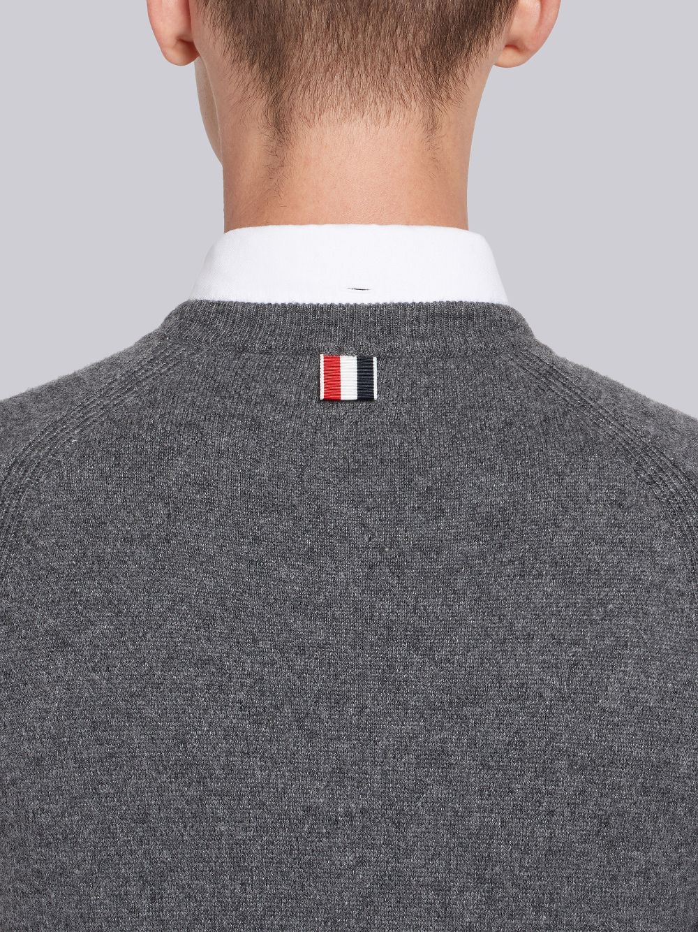 Men Thom Browne Medium French Terry Cashmere 4-Bar Crewneck Pullover Grey | HYG86O64635
