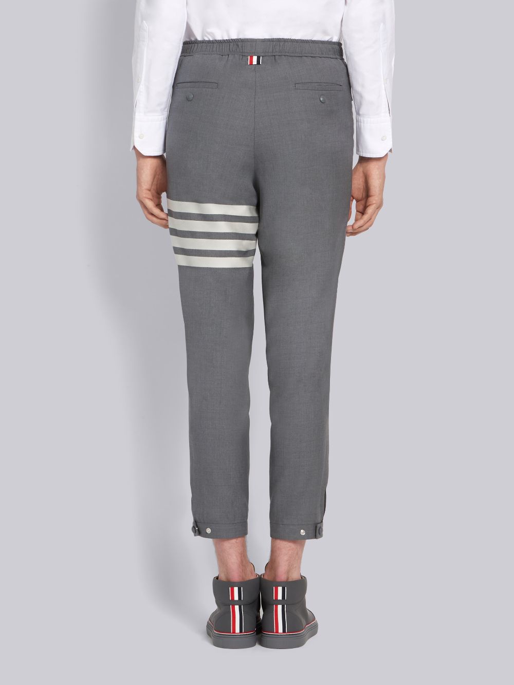 Men Thom Browne Medium Plain Weave Suiting Snap Front Track Pants Grey | NXY40Q78876