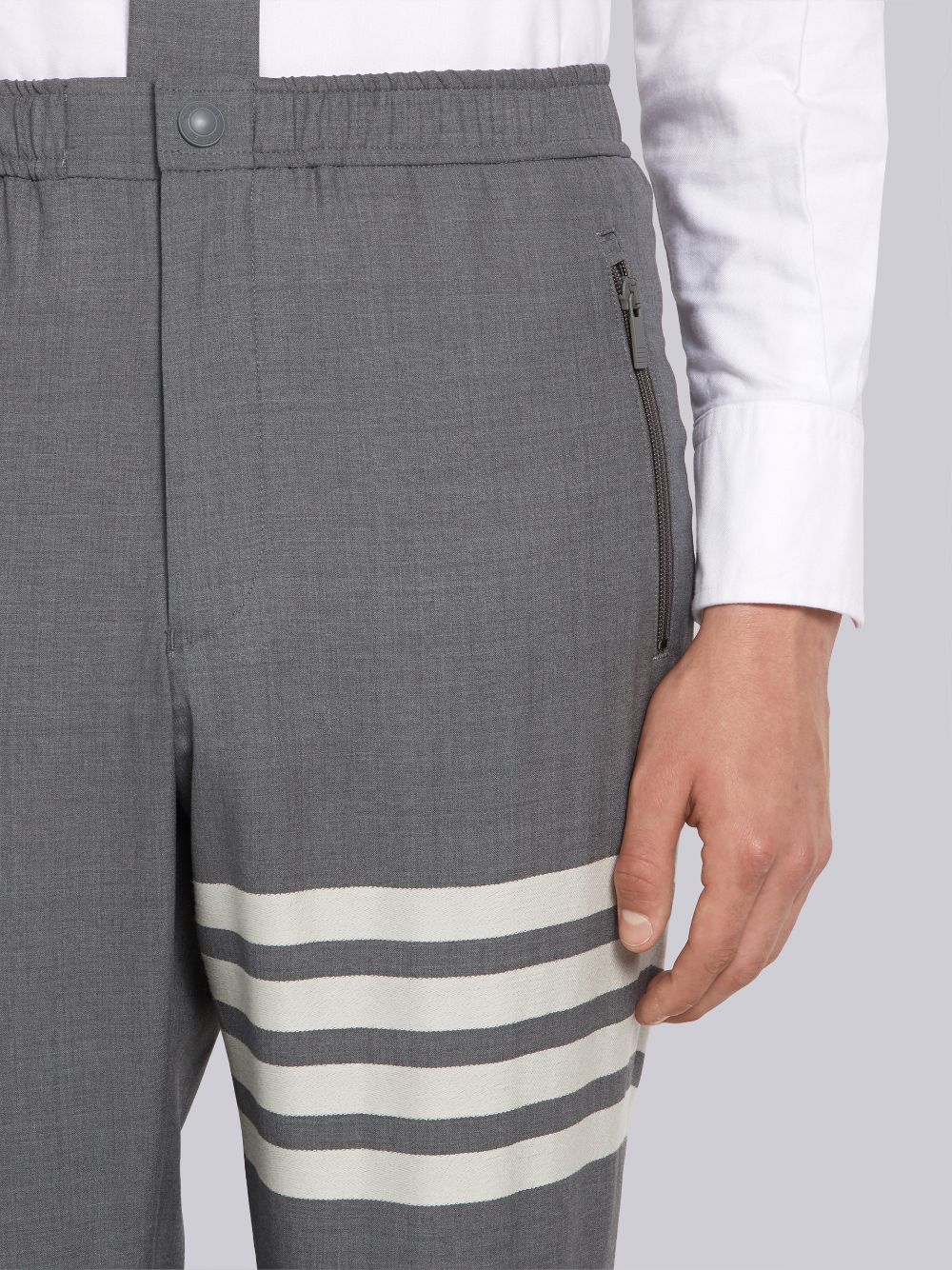 Men Thom Browne Medium Plain Weave Suiting Snap Front Track Pants Grey | NXY40Q78876