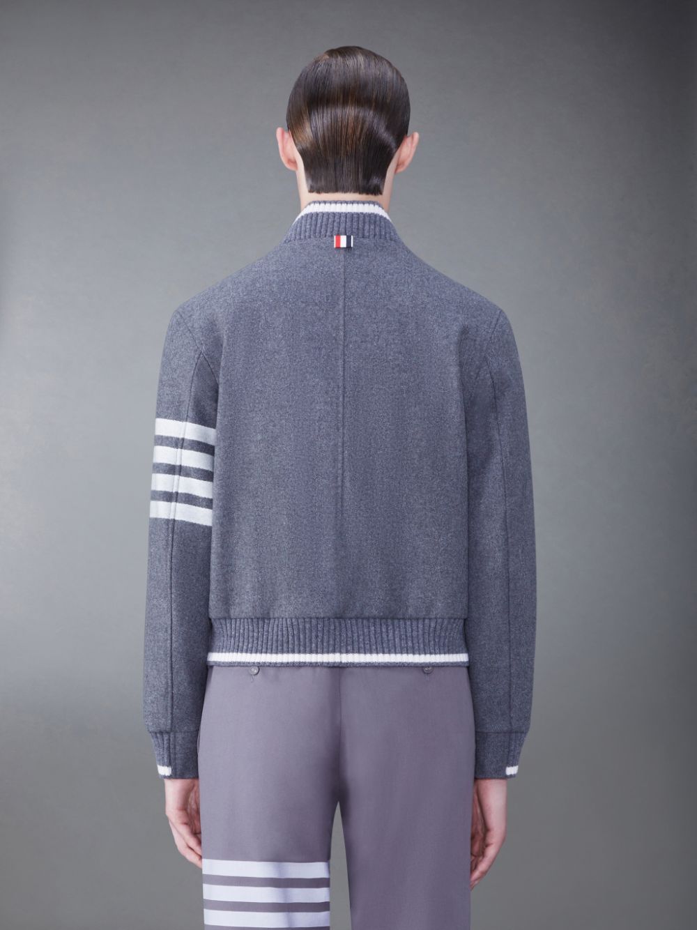 Men Thom Browne Melton 4-Bar Blouson Jackets Grey | BGR38M57093