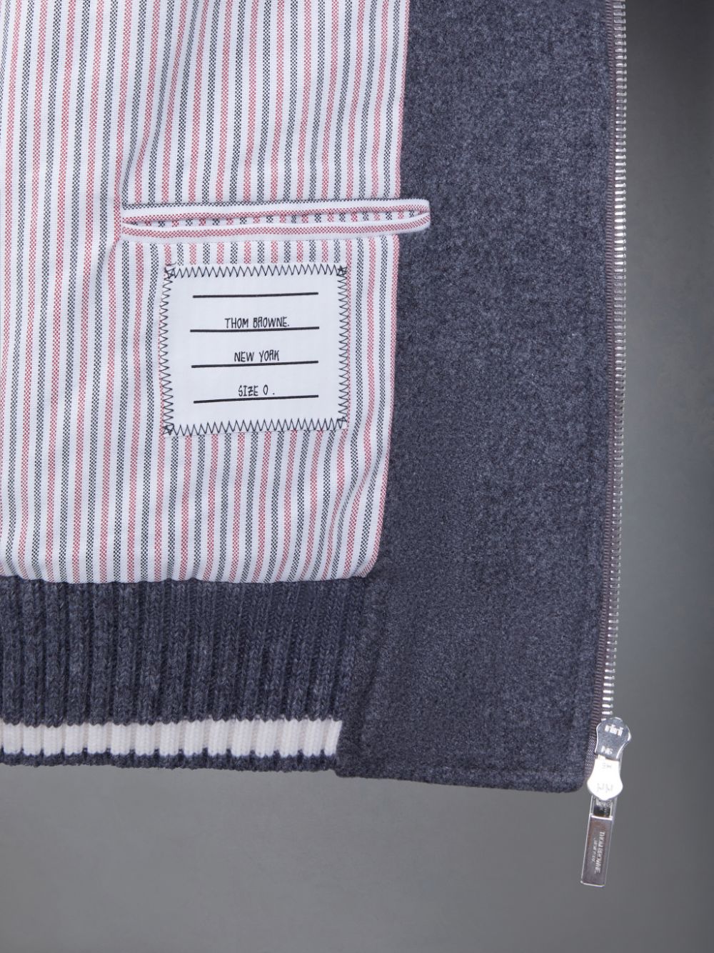 Men Thom Browne Melton 4-Bar Blouson Jackets Grey | BGR38M57093