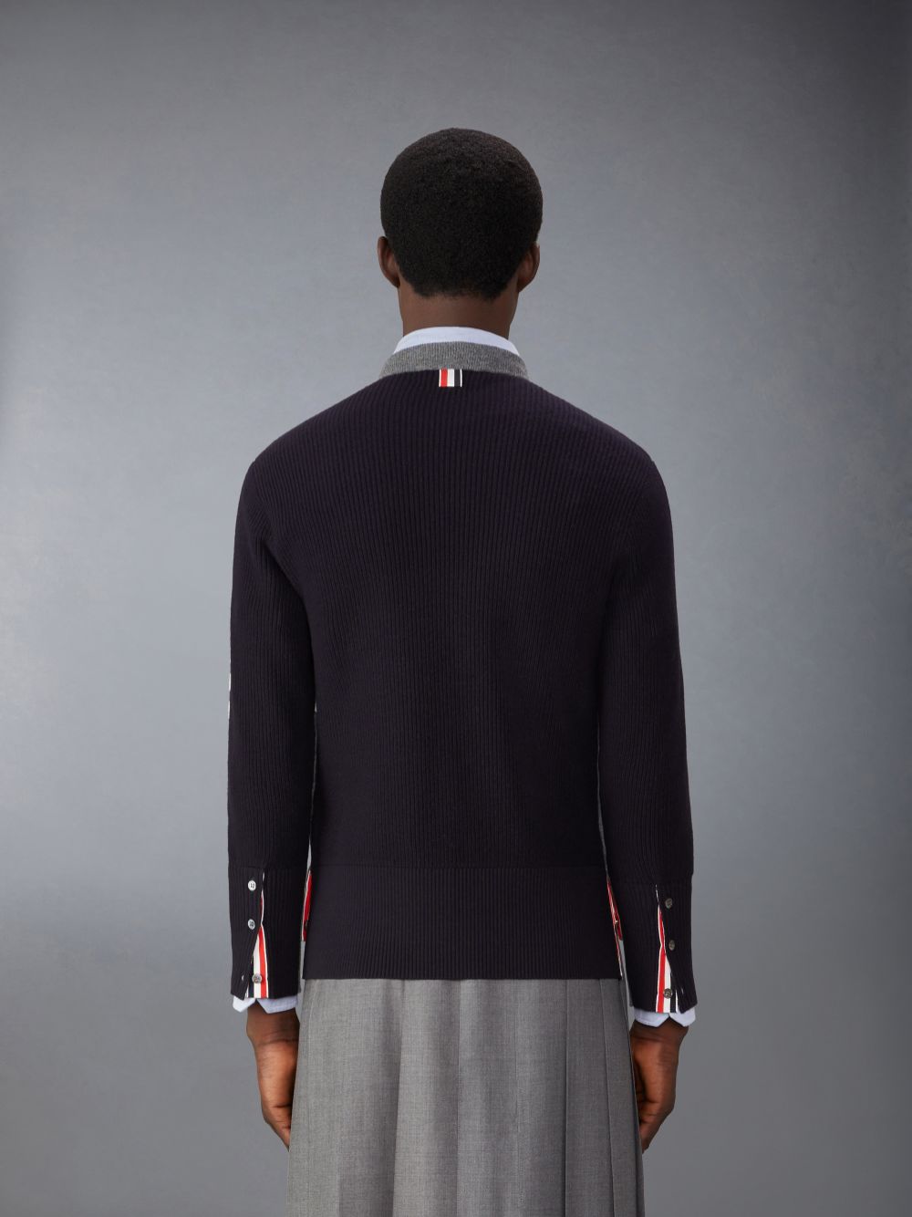 Men Thom Browne Merino Wool 2 in 1 Half 4-Bar Pullover Grey | XYV36E13890