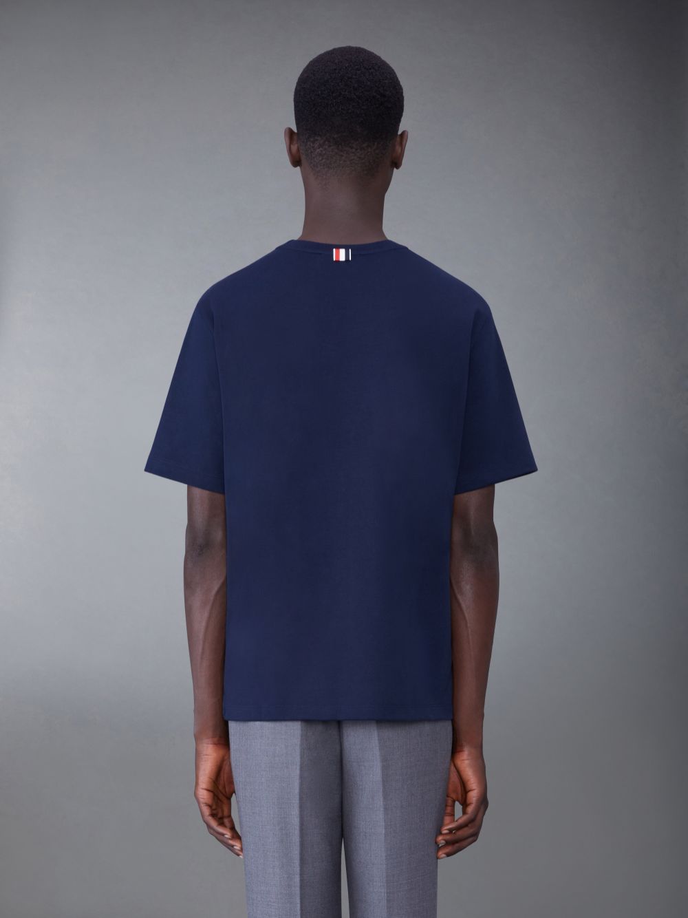 Men Thom Browne Oversized Short Sleeve Pocket T Shirts Blue | WMU89X24306