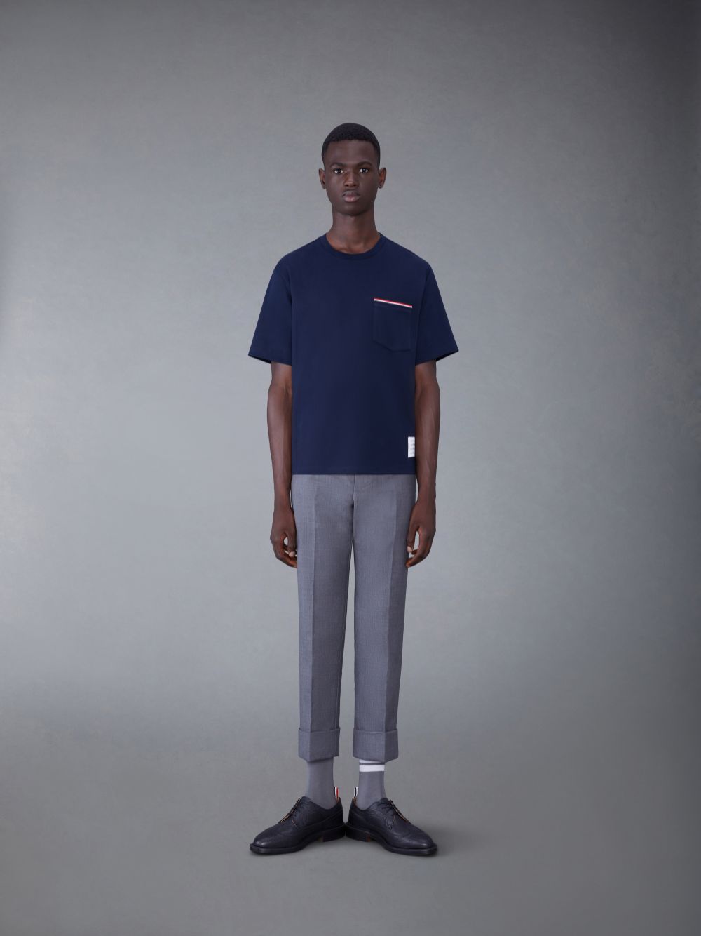 Men Thom Browne Oversized Short Sleeve Pocket T Shirts Blue | WMU89X24306