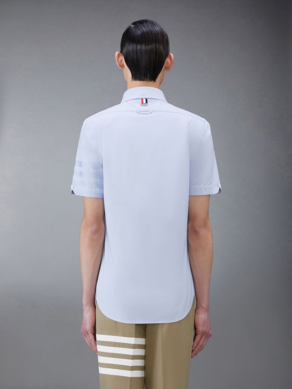 Men Thom Browne Oxford 4-Bar Short Sleeve Shirts Blue | UUI18D22898