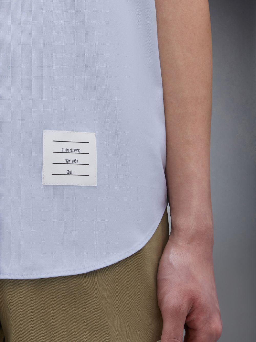Men Thom Browne Oxford 4-Bar Short Sleeve Shirts Blue | UUI18D22898